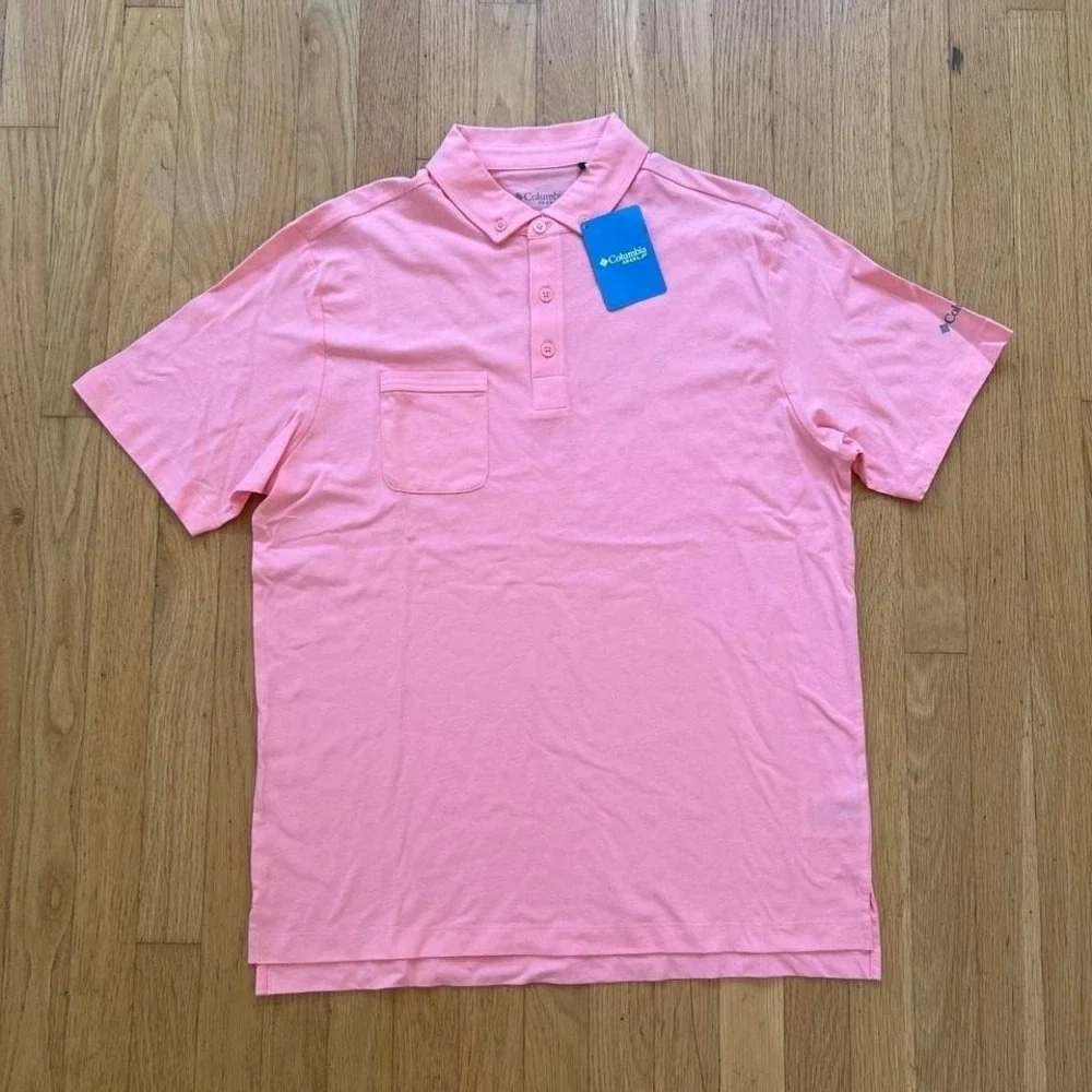 New Columbia Sportswear pink golf polo shirt, Men's Large - Picture 1 of 7